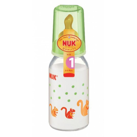 Бутылочка детская NUK стеклянная с силиконовой соской 230мл