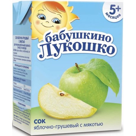 Сок БАБУШКИНО ЛУКОШКО яблоко/груша с мякотью (с 5 мес.) 200мл