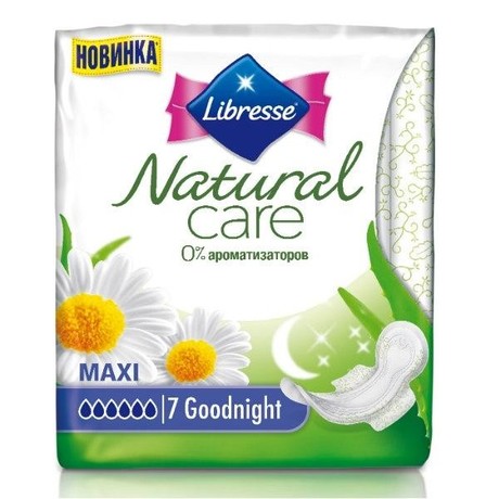 Прокладки гигиенические LIBRESSE Natural Care Maxi Goodnight, 7 шт.