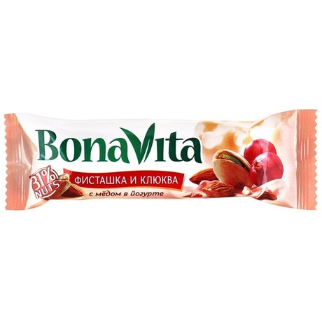 Батончики BONA VITA (Бона Вита) орех в йогурте (фисташки, клюква, мед) 35г