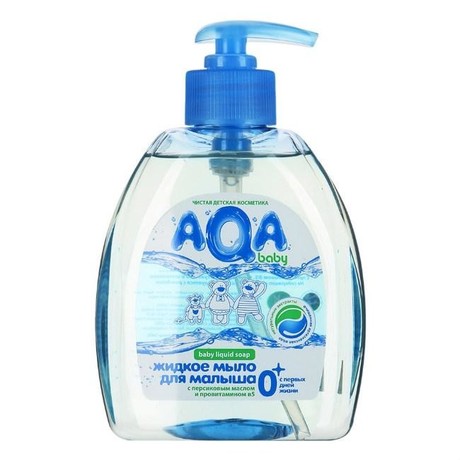 Мыло детское AQA baby жидкое для малыша 300мл (дозатором)