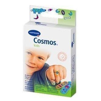 Лейкопластырь COSMOS Kids пластины водоотталк. гипоаллерг. цветн. 2 разм., 20 шт.