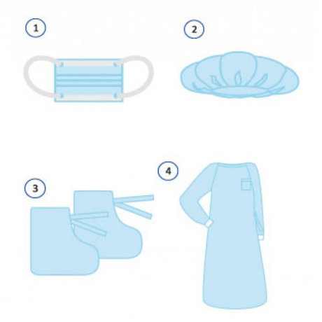 Комплект КХ-1 хирургический стерильный (халат, шапочка, маска, бахилы)