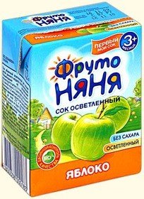 Сок ФРУТОНЯНЯ яблочный осветленный (с 3 мес.), 200 мл