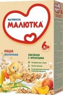 Каша МАЛЮТКА молочная овсяная с фруктами, 220г