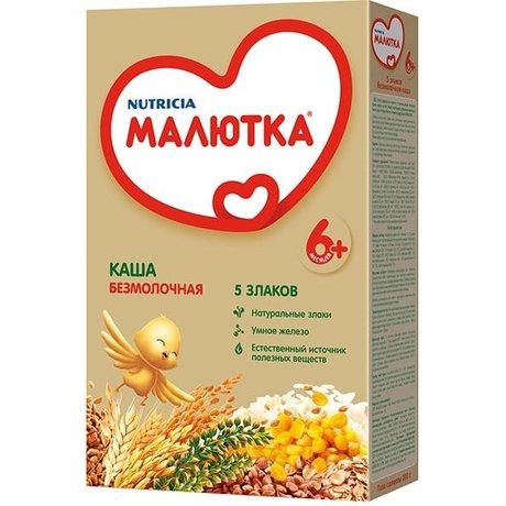 Каша МАЛЮТКА б/молока "5 злаков" (с 6 мес.), 200г