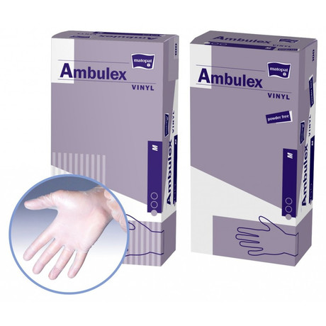 Перчатки смотровые MATOPAT AMBULEX VINYL нестерильные  разм. S №100 (виниловые неопудренные)