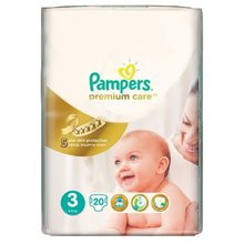 Подгузники PAMPERS Premium Care Midi (4-9кг),  20 шт.