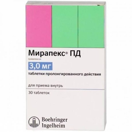 Мирапекс ПД таблетки 3 мг, 30 шт.
