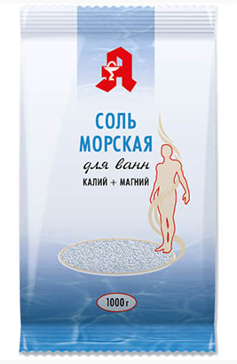 Соль для ванн пакет, 1кг (калий и магний) "Аптечный союз"