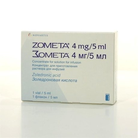 Зомета флакон (концентрированный для приготовления раствора для инфузий) 4 мг/5 мл, 1шт.