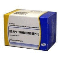 Кларитромицин-Верте капсулы 250 мг, 14 шт.
