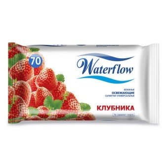 Салфетки WATERFLOW влажные освежающая клубника, 15 шт.