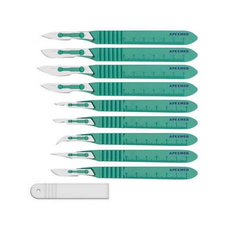 Скальпель APEXMED Steeluxe одноразовый стерильный №22 (нерж. сталь)