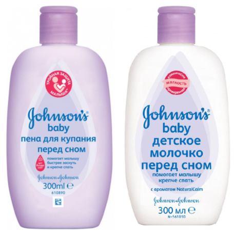 Пенка детская ДЖОНСОН baby перед сном 300 мл + молочо 300 мл