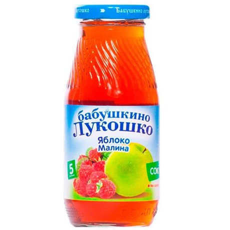 Сок БАБУШКИНО ЛУКОШКО яблоко/малина осветленный,  200мл