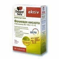 Доппельгерц Актив Фолиевая кислота с витаминами С, Е, В6, B12 таблетки, 30 шт.