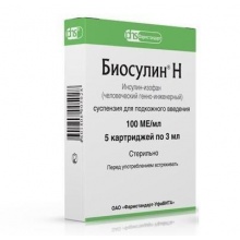 Биосулин Н суспензия 100ЕД/мл 3 мл, 5 шт.