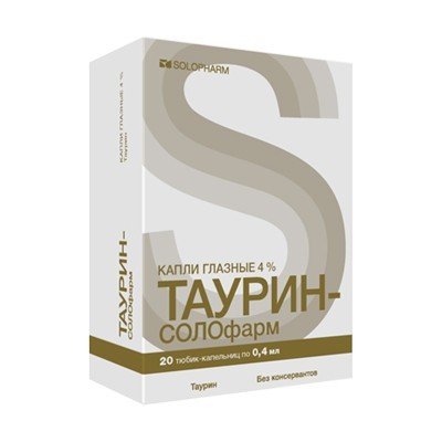Таурин Солофарм тюбик-капельница (капли глазные) 4% 4мл, 20 шт.