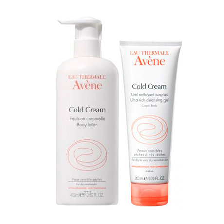 Набор косметический AVENE Cold Cream (эмульсия д/тела с колд-кремом 400мл + очищающий сверхпитательный гель с колд-кремом 200мл)