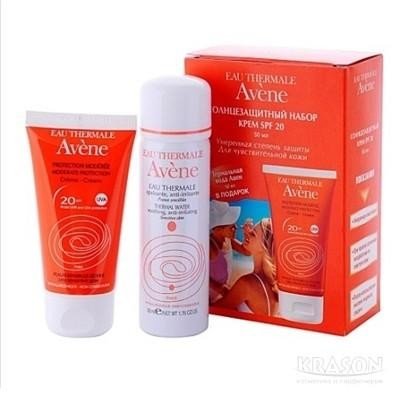 Набор косметический AVENE (спрей солнцезащитный SPF-20 200мл + Термальная вода 150мл)