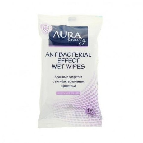 Салфетки AURA Family влажные антибактериальные, 15 шт.