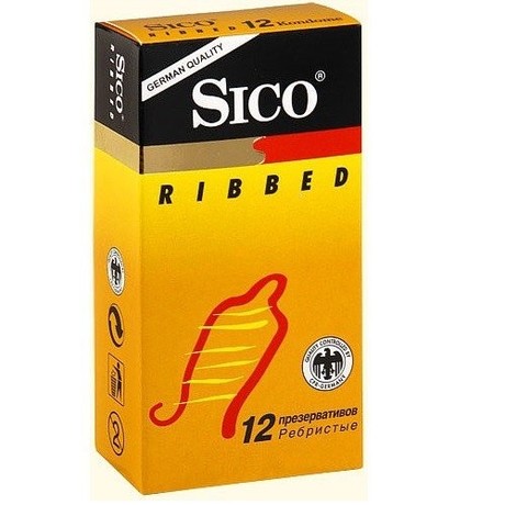 Презерватив SICO, 12 шт.  Ribbed (с кольцевым рефлением, желт. уп.)