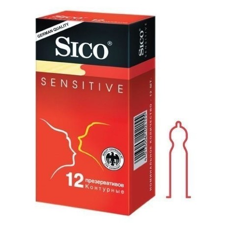 Презерватив SICO, 12 шт.   Sensitive (контурные, красн. уп.)
