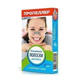 Полоски ПРОПЕЛЛЕР для носа очищающие с зеленым чаем, 6 шт.
