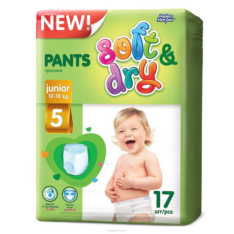 Подгузники-трусики HELEN HARPER SoftDry Junior (12-18кг), 17 шт.