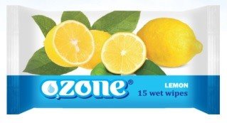 Салфетки OZONE влажные, аромат Лимона, 15 шт.