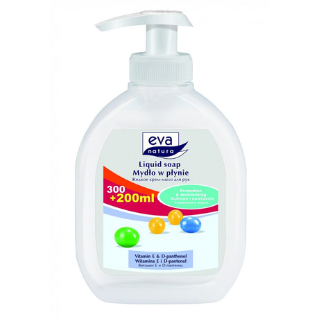 Мыло EVA Natura с витаминами E и D-пантенолом жидкое для рук крем, 500 мл