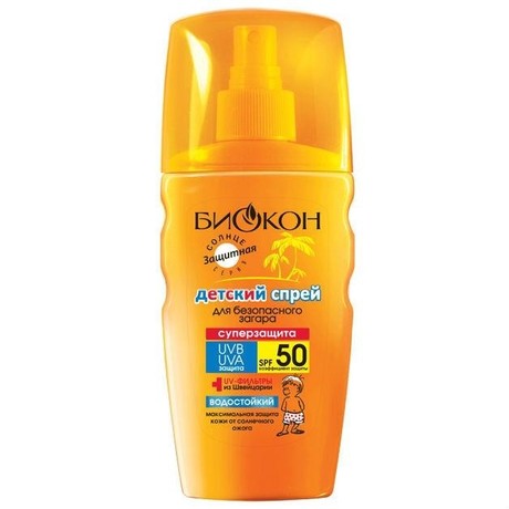 Спрей БИОКОН "Солнцезащитная серия" для безопасного загара для детей SPF-50 160 мл
