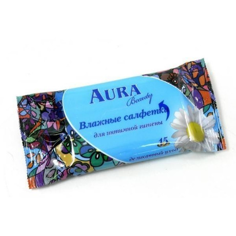 Салфетки AURA Beauty влажные для интимной гигиены, 15 шт.