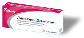 Лизинотон Н таблетки 20мг+12,5мг, 28 шт.
