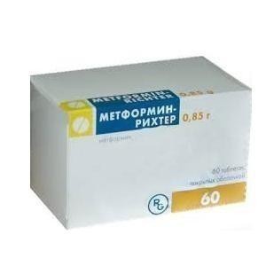 Метформин-Рихтер таблетки 850 мг, 60 шт.