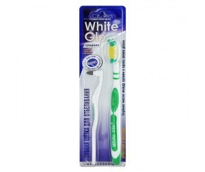 Зубная щетка WHITE GLO medium + ластик для удаления налета