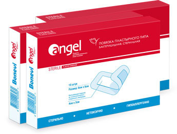 Повязка ANGEL пластырная бактерицидная для ран стерильная 6 х 8см, 10 шт.