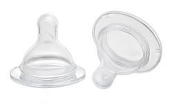 Соска КУРНОСИКИ 12071 силиконовая средний поток широкое горло (с 3 мес.), 2 шт.