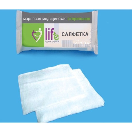 Салфетки LIFE стерильные 10см х 10см , 10 шт.  (12 сложений) в инд. упак.