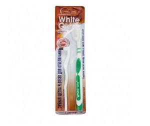 Зубная щетка WHITE GLO Flosser + ластик для удаления налета