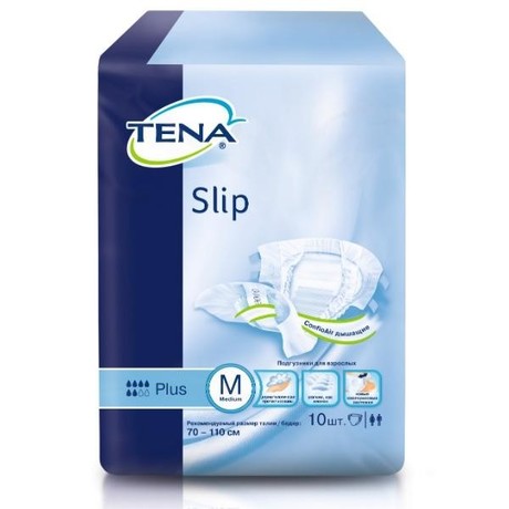 Подгузники для взрослых TENA Slip Plus Medium (70-110 см, 1840 мл), 10 шт.