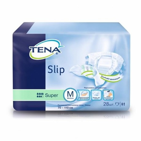 Подгузники для взрослых TENA Slip Super Medium (70-110 см, 2625 мл), 28 шт.