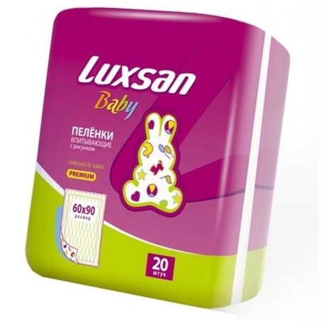Пеленка Luxsan baby  впитывающая с рисунком 60 х 90, 20 шт.