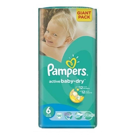 Подгузники PAMPERS Active baby Extra Large (свыше 16кг), 56 шт.
