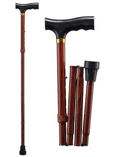 Трость опорная WR-412 складная с Т-обр. рукояткой "каштан"