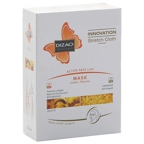 Маска косметическая DIZAO Активный лифтинг "Кристаллическое био-золото" плацентарно-коллагеновая для лица и шеи