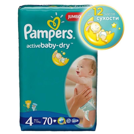 Подгузники PAMPERS Active baby Maxi (7-14кг), 70 шт.