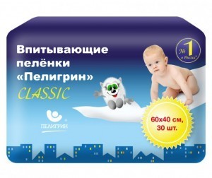 Пеленка ПЕЛИГРИН Classic впитывающие 60 х 40, 30 шт.