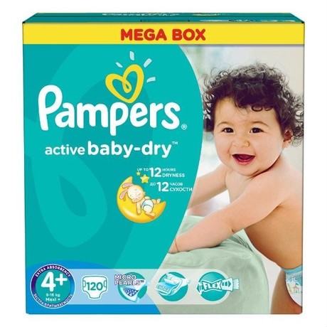 Подгузники PAMPERS Active baby Maxi Plus (9-16кг), 120 шт.